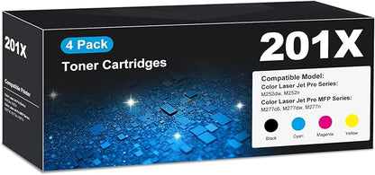 201X Toner Cartridge MFP M277dw CF400X 201X High Yield Compatible for HP 201A Toner Cartridge with Chip for Laser Jet Pro MFP M277dw M277c6 Laser Jet Pro M252dw M252n MFP M277n, 4 Combo Pack HP201X