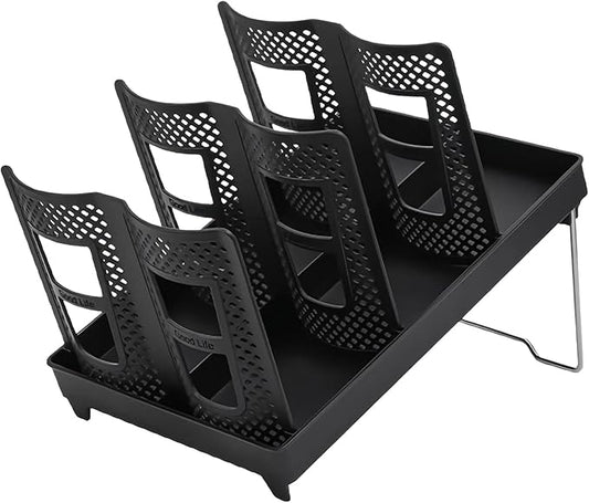 Coffee Cup Holder, Paper Cup and Lid Holder, Universal Disposable Coffee Cup Dispenser for Coffee Stations & Restaurant, Bar, Breakroom (Dual Row - 6 Slots)