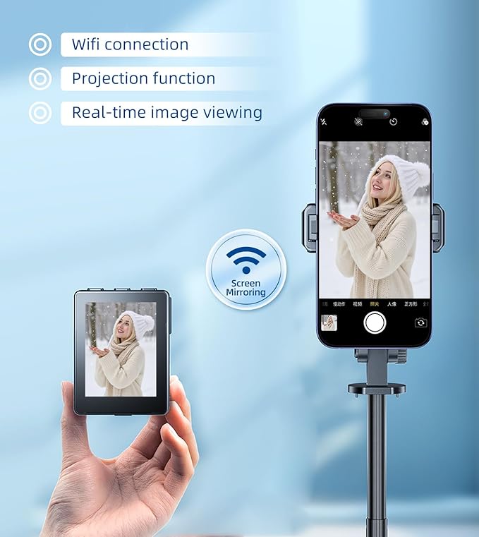 Flymoon Tripod for iPhone with Detachable Screen Monitor, Remote Control, 2025 Phone Tripod Stand, Back Camera Monitor, 68.3" Extendable Selfie Stick, 360° Rotation for Vlog, iPhone & Android