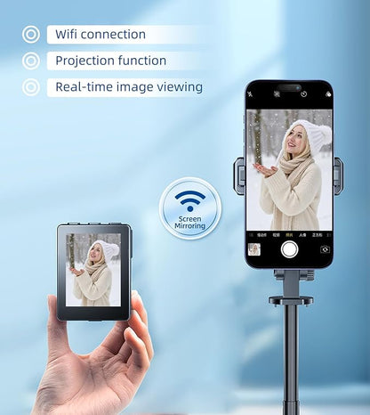 Flymoon Tripod for iPhone with Detachable Screen Monitor, Remote Control, 2025 Phone Tripod Stand, Back Camera Monitor, 68.3" Extendable Selfie Stick, 360° Rotation for Vlog, iPhone & Android