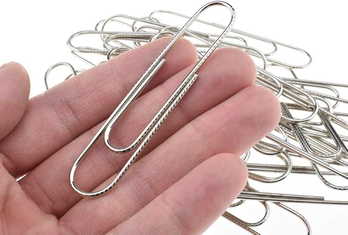 HAHIYO Paperclips Nonskid Extra Large Sturdy 3” Length Paper Clips with Ridges Non Skid Heavy Duty Tight Grip Thick Rust Proof Reusable Metal Bright Silver for Home Office School 40 Pack