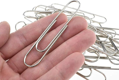 HAHIYO Paperclips Nonskid Extra Large Sturdy 3” Length Paper Clips with Ridges Non Skid Heavy Duty Tight Grip Thick Rust Proof Reusable Metal Bright Silver for Home Office School 40 Pack