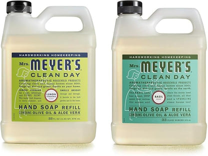 Mrs. MEYER'S CLEAN DAY Hand Soap Refill Scent Variety Pack 2 CT (Basil + Lemon Verbena)