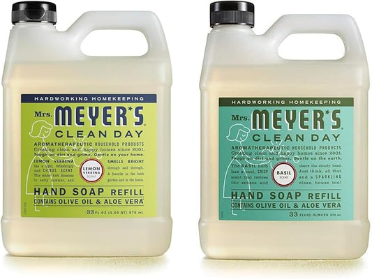 Mrs. MEYER'S CLEAN DAY Hand Soap Refill Scent Variety Pack 2 CT (Basil + Lemon Verbena)
