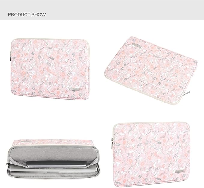 Laptop Sleeve 14 Inch,Waterproof Protective Notebook Case Briefcase Carrying Bag Compatible with MacBook,Acer,Asus, Dell,Lenovo,Microsoft,HP Laptop Cover (Pink Flowers, 15 inch)