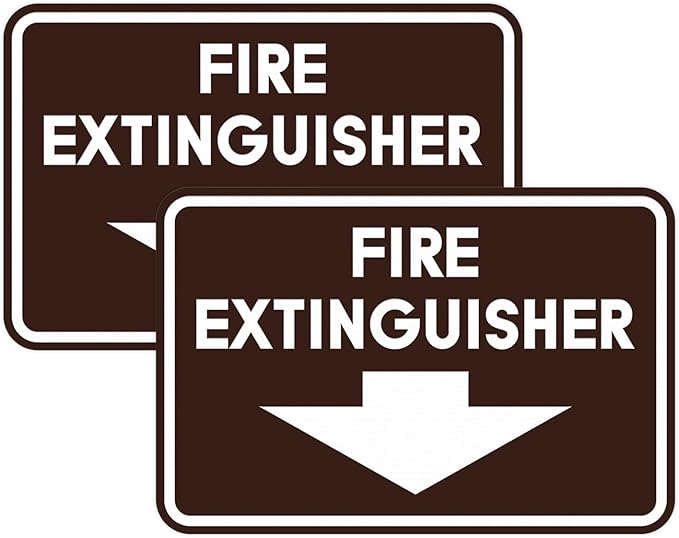Signs ByLITA Classic Framed Fire Extinguisher (Dark Brown) - Large 2 Pack
