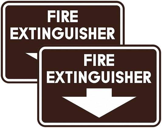 Signs ByLITA Classic Framed Fire Extinguisher (Dark Brown) - Large 2 Pack