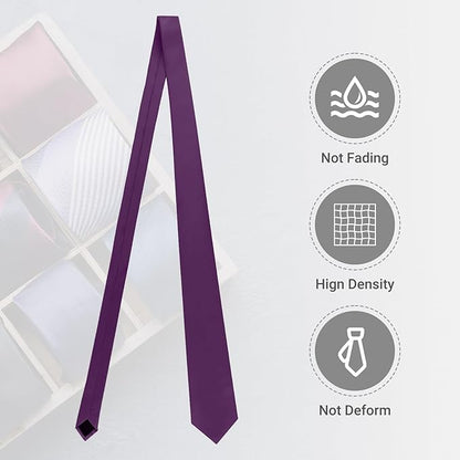 Black Ties For Men Solid Pure Color Formal Neckties 3.15" (8CM) Men's Tie for Business and Wedding with Gift Box