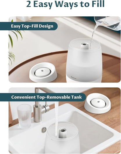 BREEZOME Humidifiers for Bedroom, 2.5L Humidifiers for Home, 250ml/h Mist Output, 7 Adjustable LED,25hrs Essential Oil Diffuser, 25dB Top Fill Ultrasonic Humidifier for Baby and Indoor Plants, White