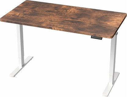 VIVO Electric 43 x 24 in Rustic Standing Desk, Memory Height Adjustment, 1B Series, One-Piece Vintage Brown Top, White Frame, DESK-KIT-1W4N
