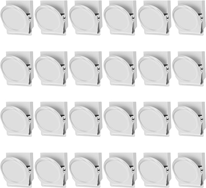 VNDUEEY White Magnetic Clips, 24 Pcs Fridge Magnets Whiteboard Magnets, Refrigerator Magnets Metal Clips for Locker Photo Displays, Heavy Duty Magnetic Paper Holder Classroom Teacher Supplies