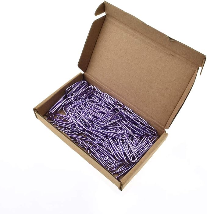 HAHIYO Paper Clips 1.1" (28mm) Length Purple Paperclips Bright Colors Vinyl Coated Prevent Scratching Tearing The Pages Sturdy for Bookmark Organize Home Office School 150 Pack