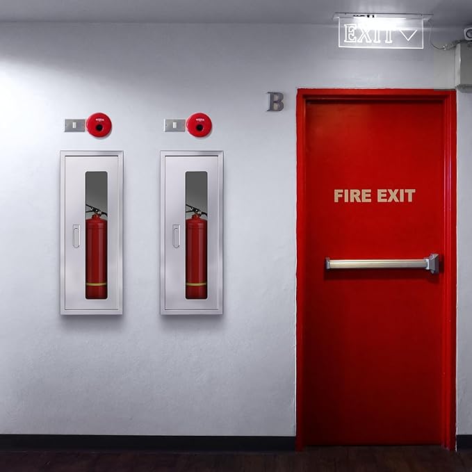 Fire Extinguisher Cabinet ,Wall Mount Fire Extinguisher Box ,Surface Mounted, 25-9/16" H x 9-13/16" W x 6-7/8" D Heavy Duty Fire Extinguisher Mount Stainless Steel (Stainless Steel Color)