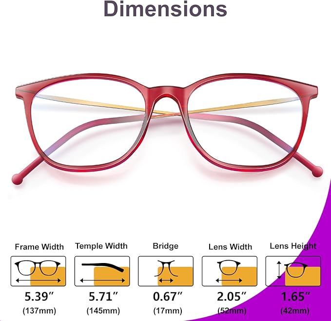 VISOONE Anti Slip TR90 Blue Light Blocking Glasses Size M Eyewear Frame with Anti Glare Eye Protection for Women GaeL