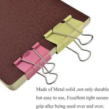 HAHIYO Binder Clips Paper Clamps Spring Steel Sturdy Large 1.97 inches Width 0.59 Inch Capacity No Sharp Edges Heavy Duty Tight Grip Reusable Color Metal Bright Finish for Home Office School 17 Pack