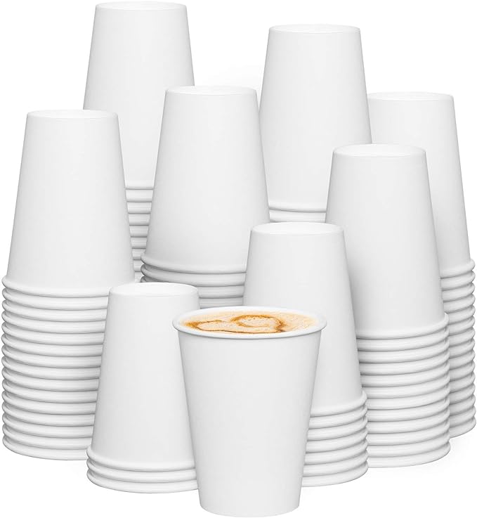 GUSTO White Paper Cups [12 oz - 300 Count] Disposable Coffee Cup for Hot Drinks – Sturdy & Eco-Friendly – for Tea, Cocoa & More – Formerly Comfy Package