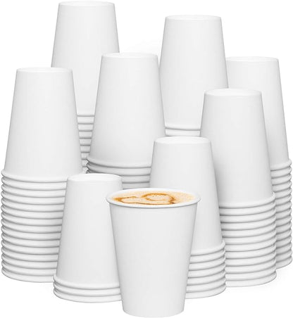 GUSTO White Paper Cups [12 oz - 300 Count] Disposable Coffee Cup for Hot Drinks – Sturdy & Eco-Friendly – for Tea, Cocoa & More – Formerly Comfy Package