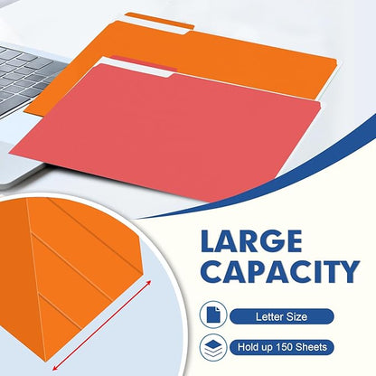 File Folder, PANDRI 170 Pack Colored File Folder, 1/3 Cut Tab, Letter Size, Assorted 12 Colors Filing Folder for Office School Business