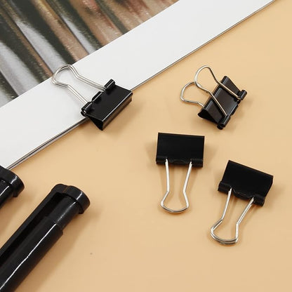 40 Pack Extra Small Micro Clips - 5/8 Inch Black Metal Office & School Paper Clips