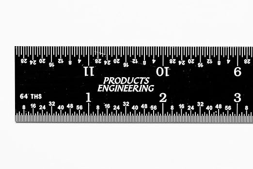PEC Tools 12-Inch Rigid Stainless Steel Mechinist Ruler, High-Contrast Black Chrome Finish, 3R Graduation (1/32", 1/64", 1/10", 1/50"), Trusted by Professionals, Made in USA