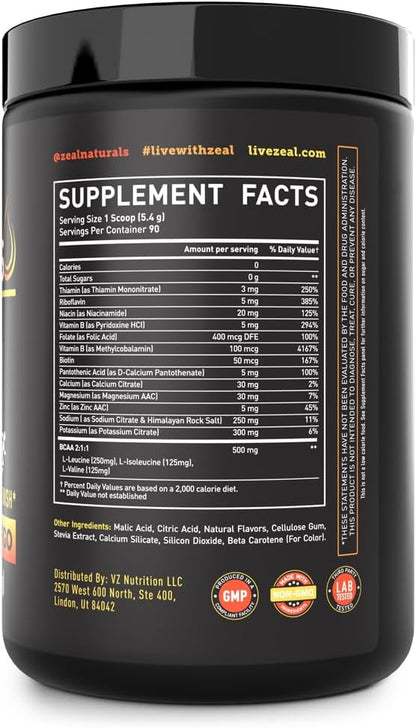 Zeal Electrolyte Powder - 90 Servings | Keto Electrolytes Powder | Zero Sugar, BCAAs, B-Vitamins | Potassium, Zinc, Magnesium | Hydration Powder Recovery Drink | Peach Mango