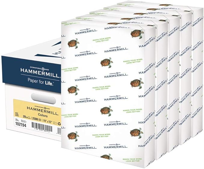 Hammermill Colored Paper, 20 lb Ivory Printer Paper, 11 x 17-5 Ream (2,500 Sheets) - Made in the USA, Pastel Paper, 102194C