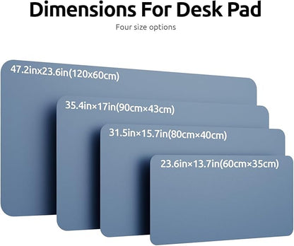 YSAGi Leather Desk Protector, Office Mat, Large Mouse Mat, Non-Slip PU Leather Blotter, Laptop Desk Pad, Waterproof Writing Pad for Office and Home (Blue, 35.4" x 17")