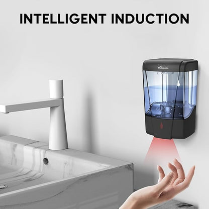 Soap Dispenser Wall Mount, Automatic Hand Sanitizer Dispenser 600ml Gel n Liquid Touchless Commercial Wall Soap Dispenser for Bathroom,Black-600ml