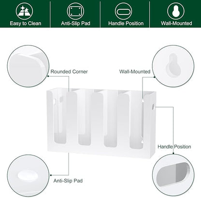 Disposable Coffee Cup Dispenser with Handles, Countertop or Wall Mount Hot/Cold Drink Cup and Lid Holder - Bathroom/Kitchen/Office Acrylic Cup Lid Storage Organizer (4 Compartments, White)