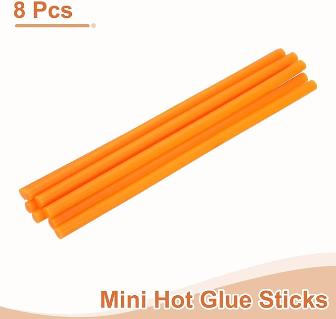 uxcell 8 Pcs Mini Hot Glue Sticks, 0.28" Dia x 7.87" Long EVA Glue Gun Sticks, Orange Mini Hot Melt Glue Sticks for DIY Craft Sticky Projects