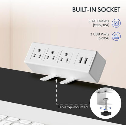 FLEXISPOT EN2 Whole-Piece Standing Desk with Clamp Power Strip, 48 x 30 Electric Stand Up Height Adjustable Desk with Cable Management (White Frame + 48" Gray Wood Grain, 2 Packages)