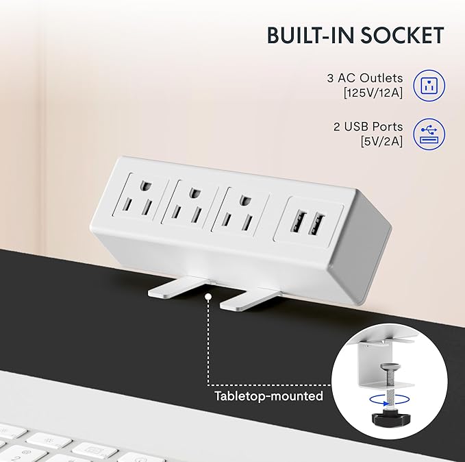 FLEXISPOT EN2 Whole-Piece Standing Desk with Clamp Power Strip, 48 x 30 Electric Stand Up Height Adjustable Desk with Cable Management (White Frame + 48" Black Top, 2 Packages)
