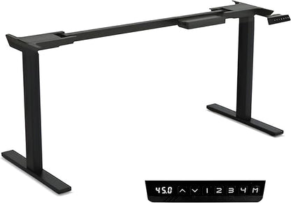 Ansel Dual Electric Motor Desk Frame, 2-Stage Reverse Column Height Adjustable, Home Office Computer Workstation Sit Standing, Memory Keypad, 300lbs Capacity, for tops up to 24"x70", Black-Frame Only
