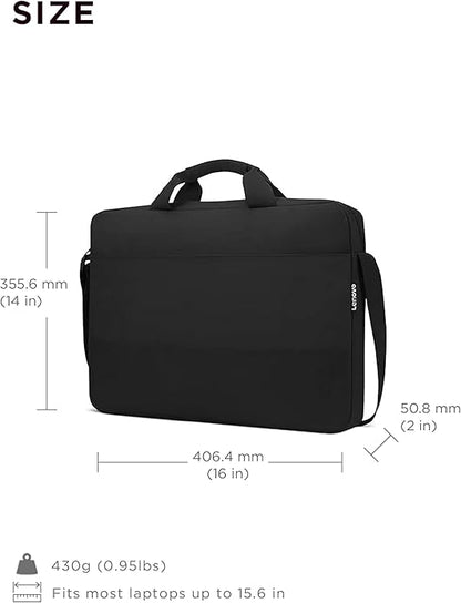 Lenovo Laptop Shoulder Bag T215 15.6 inch - Black- Slip Laptop Compartment - Front Zippered Pocket - Adjustable Strap