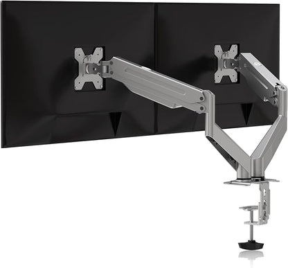 Suptek Dual Monitor Mount Stand-Height Adjustable Gas Spring Monitor Arm Desk Mount for 2 Computer Screens 17 to 27 inches - Each Arm Holds up to 13.2lbs,Silver(MD8SPS)
