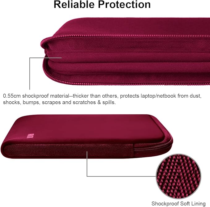 Arvok 17-17.3 Inch Laptop Sleeve Multi-Color & Size Choices Case/Water-Resistant Neoprene Notebook Computer Pocket Tablet Briefcase Carrying Bag/Pouch Skin Cover for HP/Dell/Lenovo/Asus/Acer Wine Red
