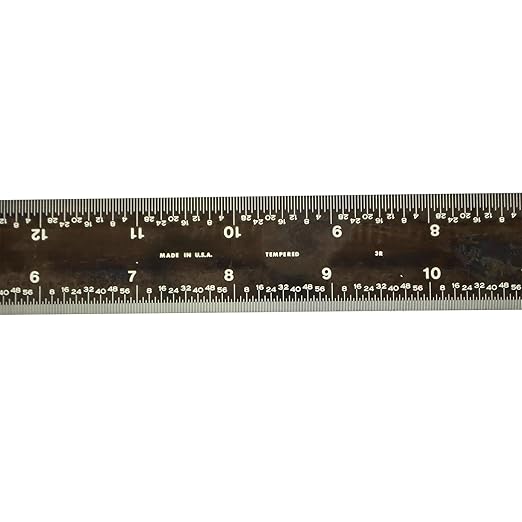 PEC Tools 18-Inch Rigid Stainless Steel Metal Ruler, High-Contrast Black Chrome Finish, 3R Graduation (1/32", 1/64", 1/10", 1/50"), Fully Hardened and Tempered, Made in USA