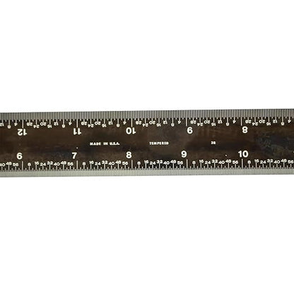 PEC Tools 18-Inch Rigid Stainless Steel Metal Ruler, High-Contrast Black Chrome Finish, 3R Graduation (1/32", 1/64", 1/10", 1/50"), Fully Hardened and Tempered, Made in USA