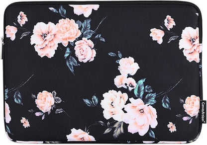 Laptop Sleeve 14 Inch,Waterproof Protective Notebook Case Briefcase Carrying Bag Compatible with MacBook,Acer,Asus, Dell,Lenovo,Microsoft,HP Laptop Cover (Black Flowers, 13 inch)