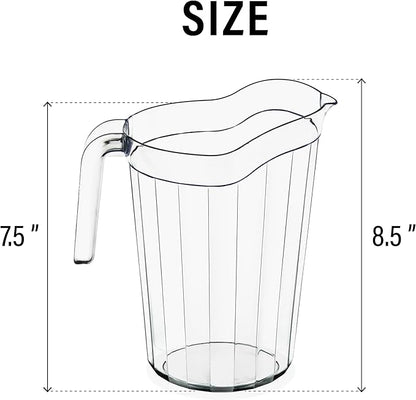DecorRack 24 Pack - 75 oz Polycarbonate Plastic Pitcher Beverage Dispenser with Pour Spout Shatterproof Catering and Restaurant Serveware for Cold Drinks, Water, Lemonade, Beer, and Sangria (24 Pack)
