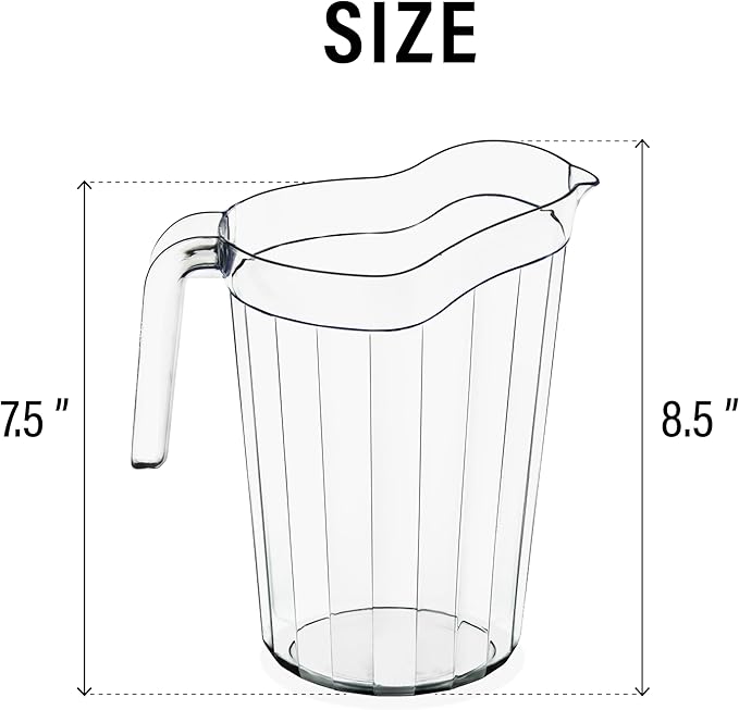 DecorRack 10 Pack - 75 oz Polycarbonate Plastic Pitcher Beverage Dispenser with Pour Spout Shatterproof Catering and Restaurant Serveware for Cold Drinks, Water, Lemonade, Beer, and Sangria (10 Pack)