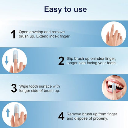 MySmile 100pcs Teeth Wipes Disposal Finger Brush Deep Cleaning Teeth Wipes Oral Brush Up Tooth Wipes for Teeth Cleaning, Mint Flavor
