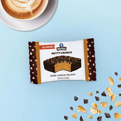 Rip Van Keto Wafer Cookies - Healthy Snacks - Non GMO Snack - Keto Snacks - Low Carb, Low Sugar (2g), Low Calorie and Vegan Snack - 16 Count (Dark Chocolate Peanut Butter)