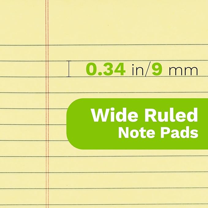 Goefun 12 PCS Yellow Legal Pads 8.5 x 11-50 Sheets per Notepad, Wide Ruled Yellow Lined Notepads 8.5x11, Perforated Letter Size Writing Pads for Work, Business, Home