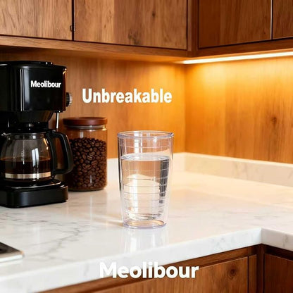 Unbreakable 16oz Tumblers Set of 4 - Plastic Double Wall Insulated Cups, Shatterproof Clear Travel Mugs Keep Drinks Cold & Hot, Reusable BPA-Free for Camping, Party, Office, Home Use (Hand Wash)