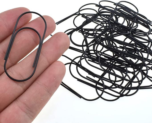 HAHIYO Paper Clips 2 inches (50mm) Length Black Wide Paperclips Vinyl Coated Prevent Scratching Tearing The Pages Sturdy for Bookmark Organize Home Office School 30 Pack