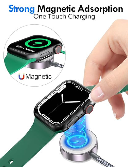 1Pack Multi Charging Cable Cord for Travel Essentials,Apple Watch Charger,iPhone Charger,[3-in-2] Type C/L Cable Portable Designed for iWatch,iPhone 17-8,Galaxy S25-21,AirPods,iPad-1.8M Gray