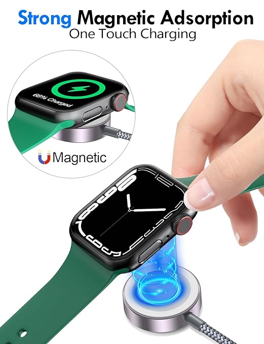 2Pack Multi Charging Cable Cord for Travel Essentials,Apple Watch Charger,iPhone Charger,[3-in-2] Type C/Lightning Cable Portable Designed for iWatch,iPhone 17-8,Galaxy S25-21,AirPods,iPad-1.8M Gray