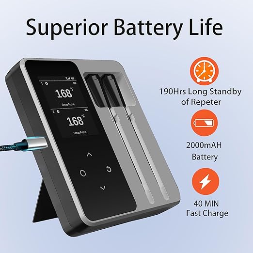 Wireless Bluetooth Meat Thermometer - 2 Probes & App Control, Valentines Day Birthday Gifts for Men Him, Smart Digital Thermometer for Cooking, Oven, Smoker, BBQ, Grill