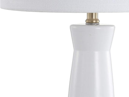 JONATHAN Y JYL3046B Hartley 29" Ceramic Column LED Table Lamp Contemporary Transitional Bedside Desk Nightstand Lamp for Bedroom Living Room Office College Bookcase, White/Brass Gold